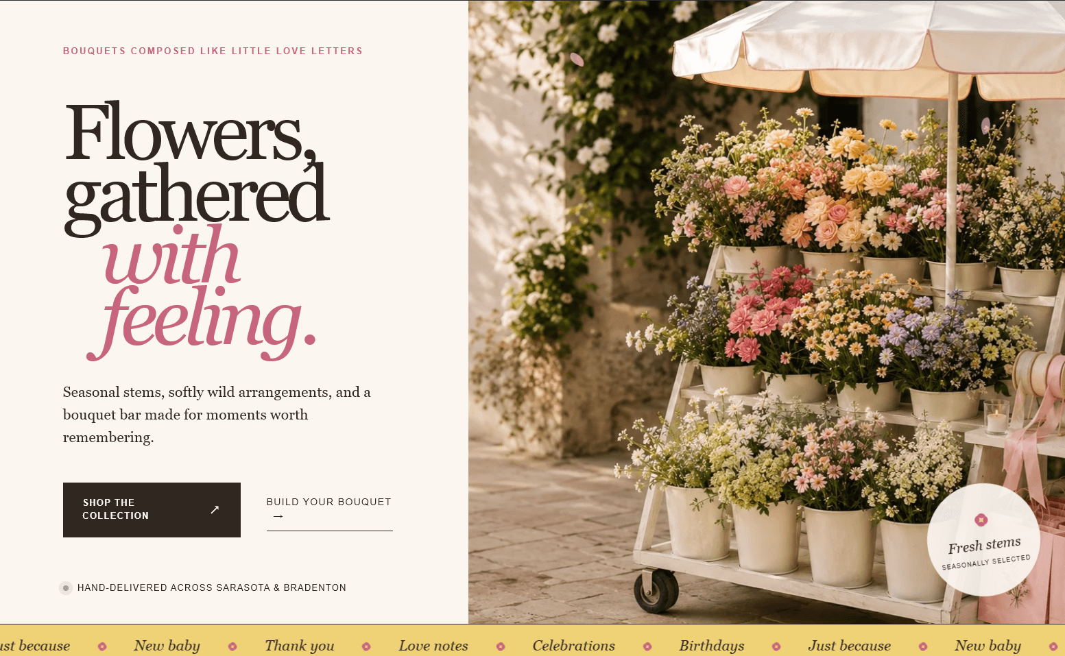 Flower Bouquets website designed by Bella Vorn